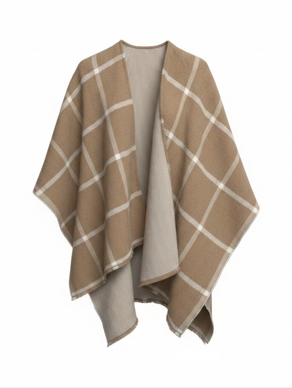 Ralph Lauren Camel Plaid Wrap Sweater